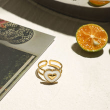 Load image into Gallery viewer, Stainless steel white oil-dripping heart-shaped opening ring