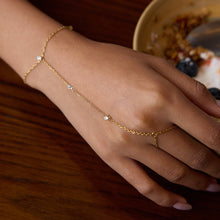 Load image into Gallery viewer, Stainless steel zircon finger-linked bracelet