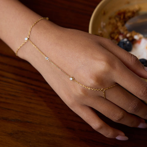 Stainless steel zircon finger-linked bracelet