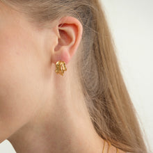 Load image into Gallery viewer, Golden stainless steel wavy hollow C-shaped ring earrings