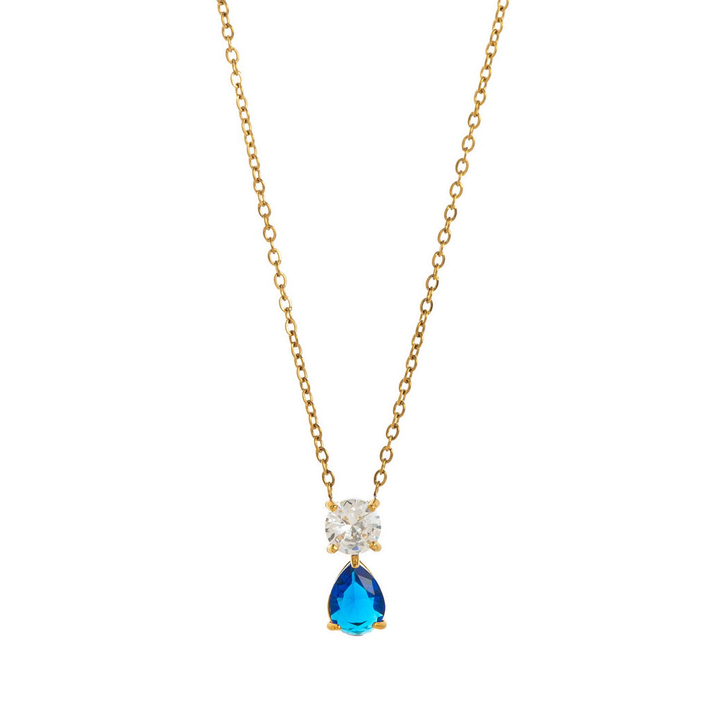 Stainless steel 18K gold 12 birth stone zircon necklace