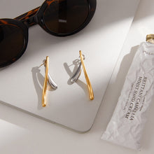 Load image into Gallery viewer, Gold and silver dual-color stainless steel front and back earrings