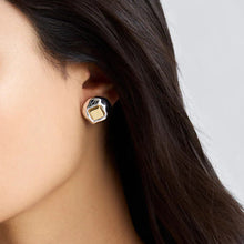 Load image into Gallery viewer, Stainless steel two-tone color-blocking square earrings