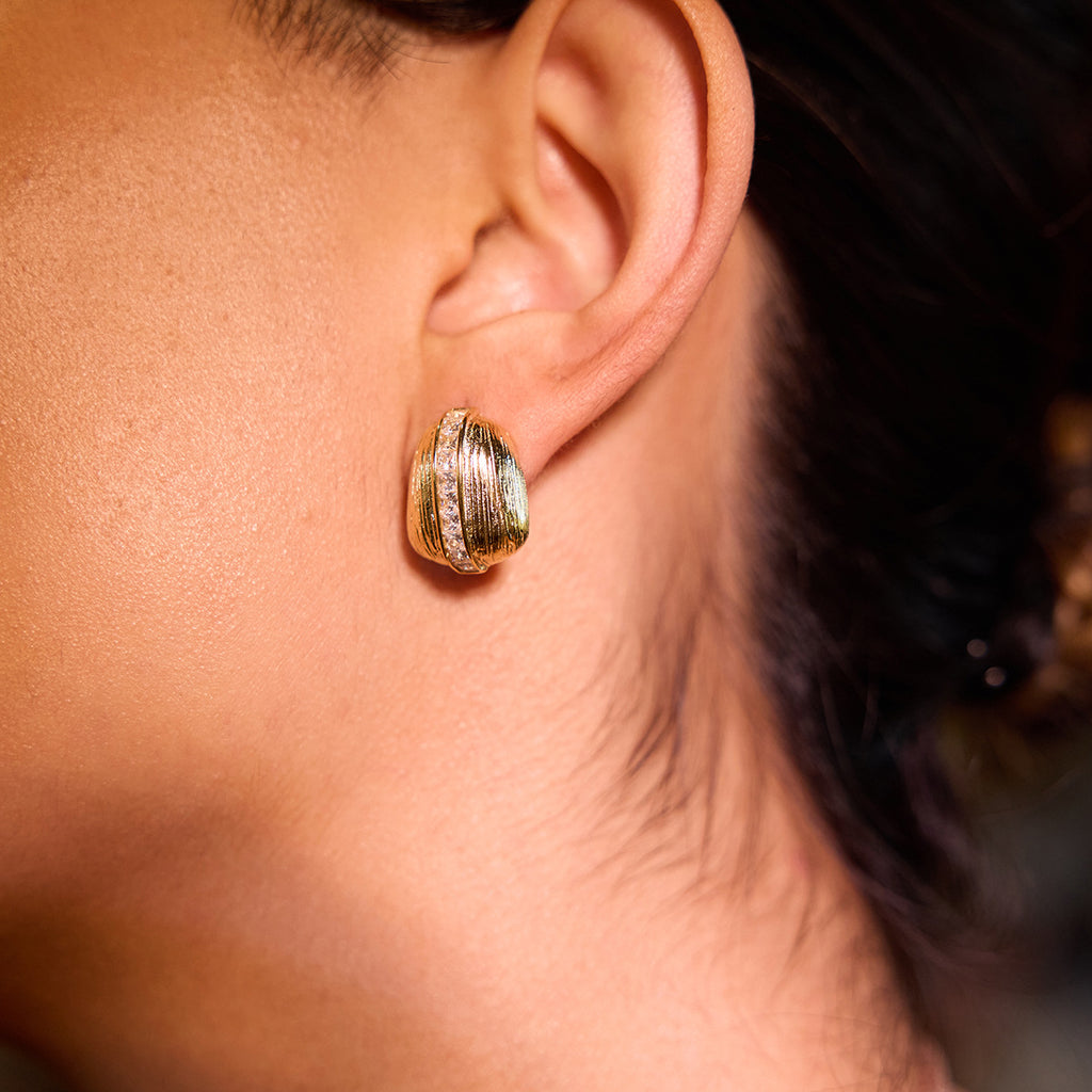 Stainless steel zircon stud earrings