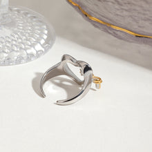 Load image into Gallery viewer, Stainless steel color-blocking hollowed-out heart-shaped bow opening ring