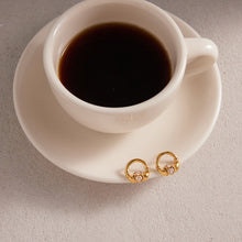 Load image into Gallery viewer, Stainless steel zirconium-inlaid friendship hand round stud earrings