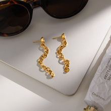 Load image into Gallery viewer, Stainless steel zircon chain tassel earrings