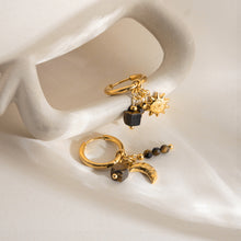 Load image into Gallery viewer, 18K stainless steel star and moon tassel round ear buckles