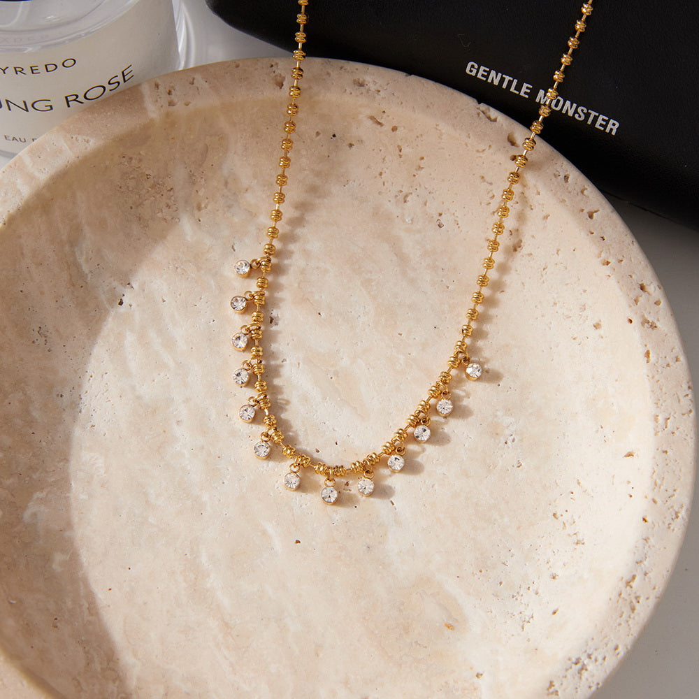 Stainless steel white zircon pendant necklace