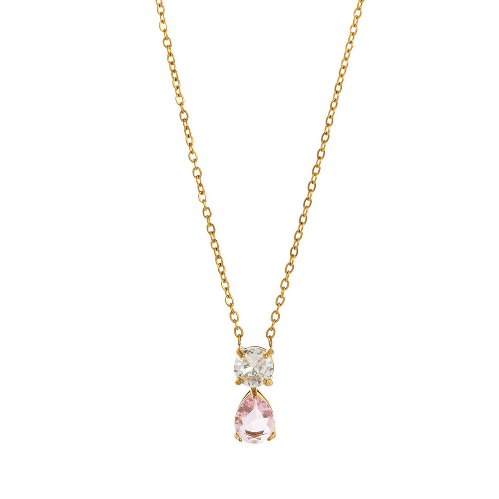 Stainless steel 18K gold 12 birth stone zircon necklace