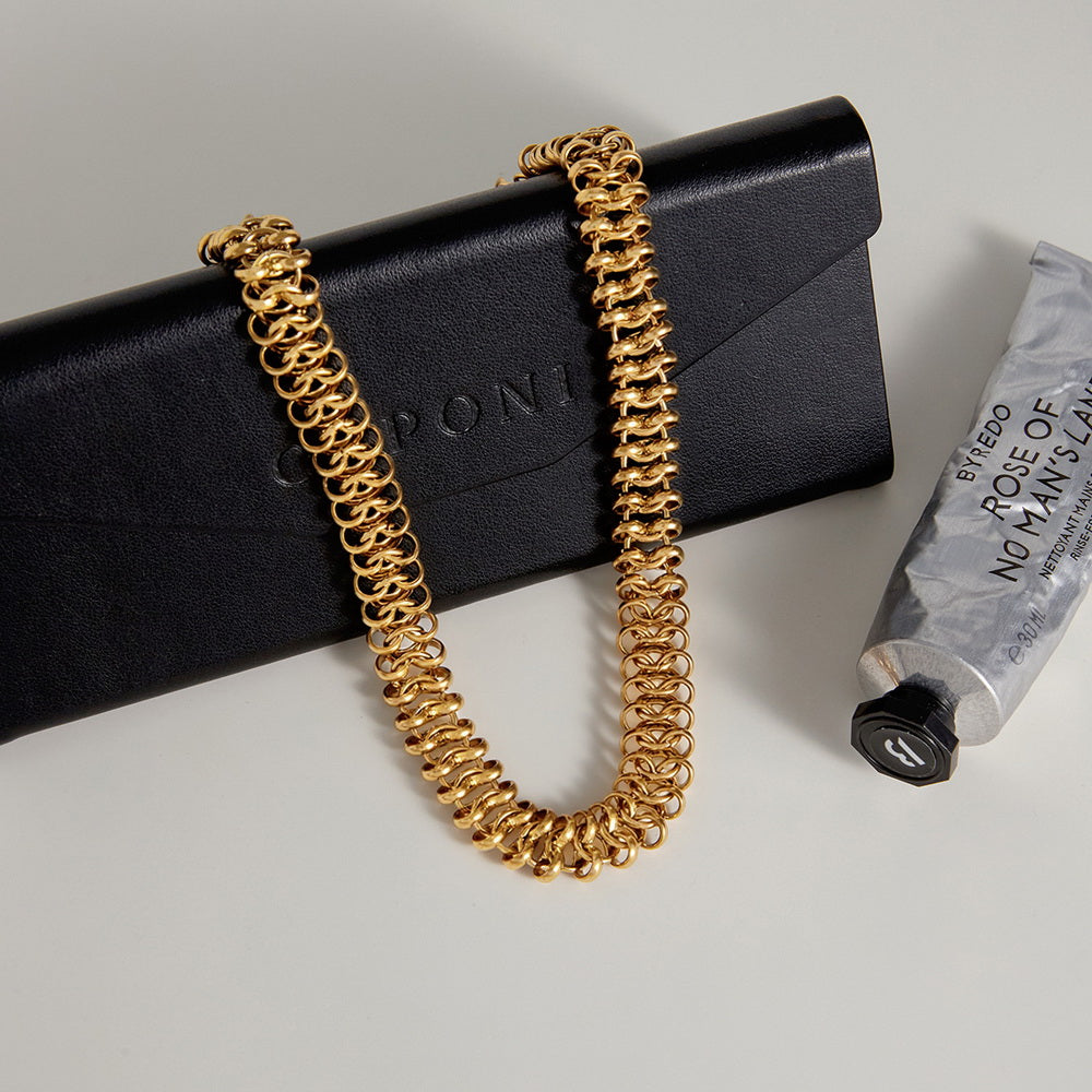 18k gold stainless steel Cuban necklace