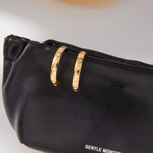 Load image into Gallery viewer, Golden stainless steel zircon C-shaped earrings