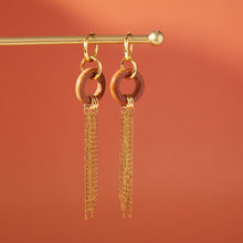 Load image into Gallery viewer, Wooden tassel stainless steel earrings