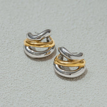 Load image into Gallery viewer, Stainless steel gold and silver color-matched C-shaped earrings