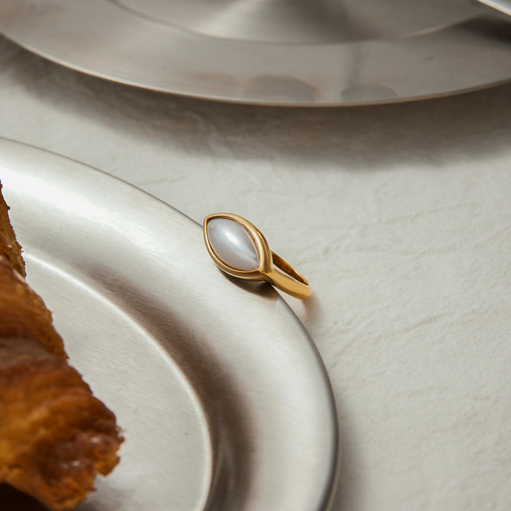 Stainless steel pearl ring