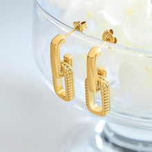 Load image into Gallery viewer, Stainless steel gold-plated geometric square-framed texture earrings