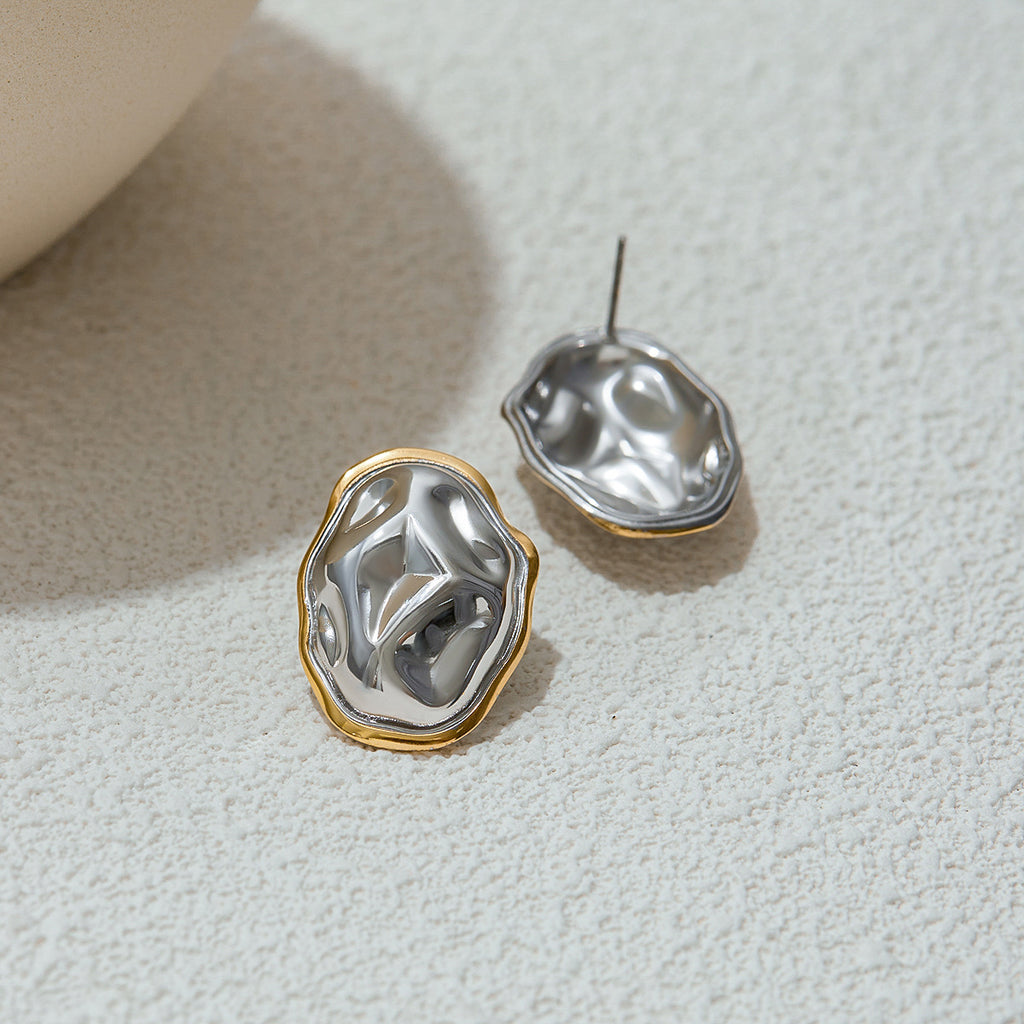 Stainless steel gold and silver color-matched earrings