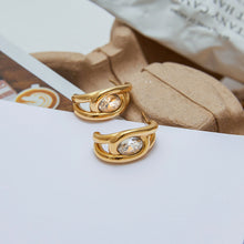 Load image into Gallery viewer, Golden stainless steel zircon stud earrings