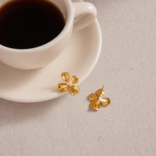 Load image into Gallery viewer, Golden stainless steel flower zircon earrings