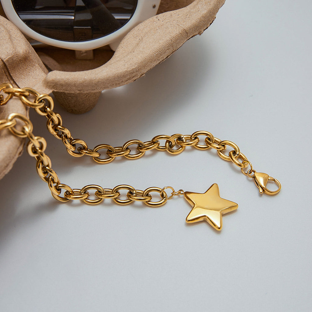Five-pointed star stainless steel pendant necklace