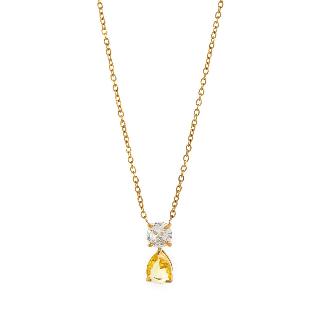 Stainless steel 18K gold 12 birth stone zircon necklace