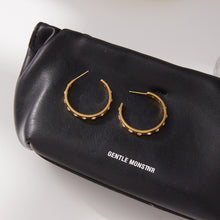 Load image into Gallery viewer, Golden stainless steel zircon C-shaped earrings
