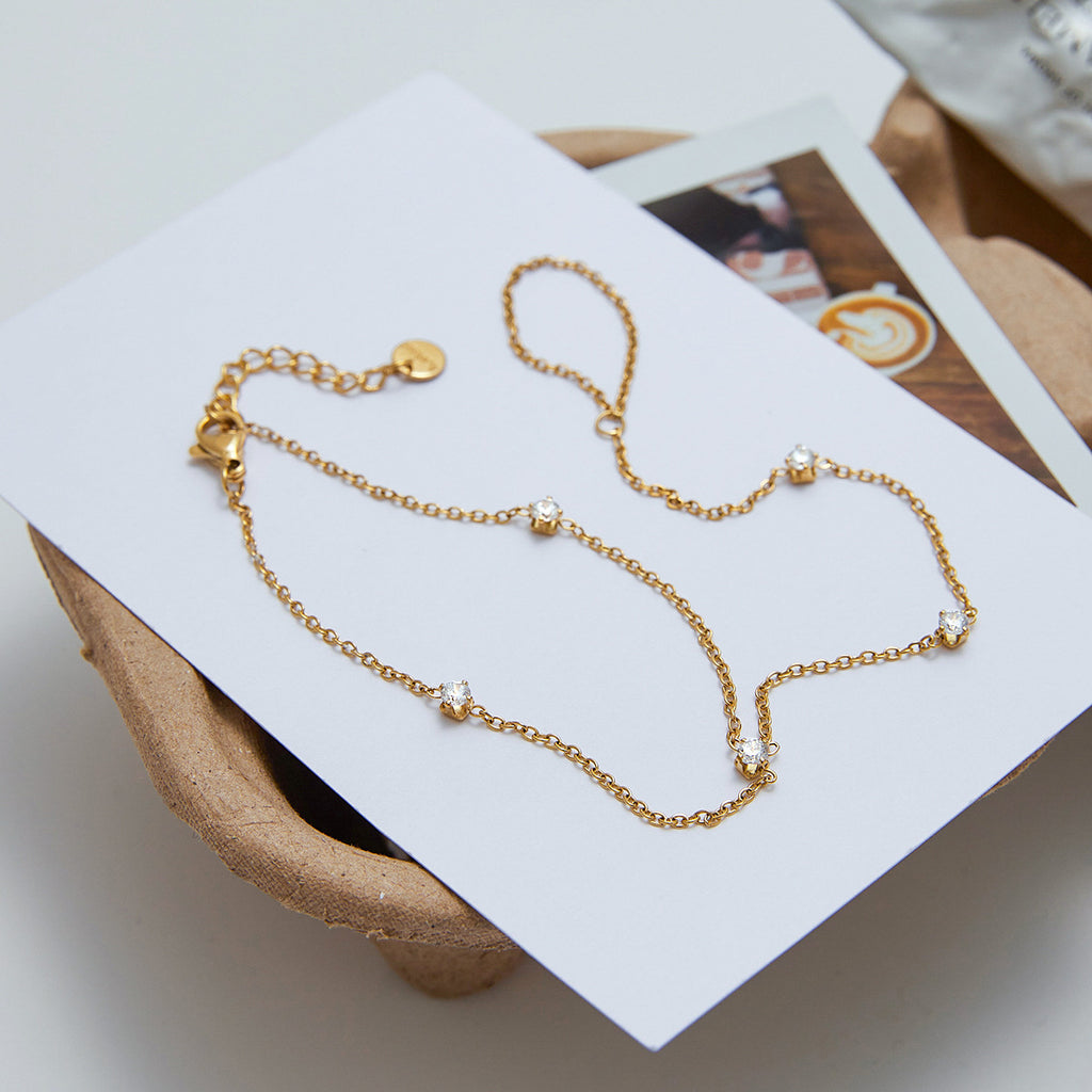 Stainless steel zircon finger-linked bracelet