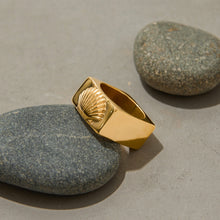 Load image into Gallery viewer, 18K gold vintage stainless steel ring