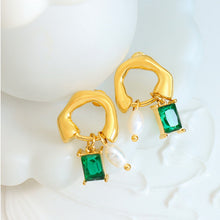 Load image into Gallery viewer, Stainless steel freshwater pearl glass stone crystal tassel earrings