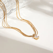 Load image into Gallery viewer, Stainless steel square zircon pendant four-layer chain necklace