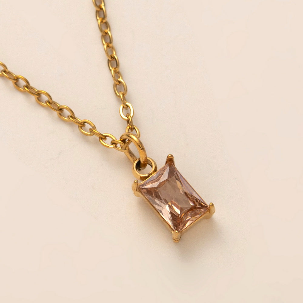 18K gold stainless steel December birthstone colorful Zircon necklace