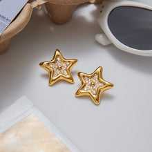 Load image into Gallery viewer, Stainless steel star-studded rhinestone earrings