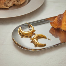 Load image into Gallery viewer, Golden stainless steel moon earrings