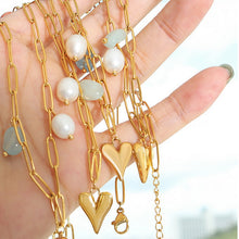 Load image into Gallery viewer, Stainless steel heart-shaped freshwater pearl natural stone pendant necklace collarbone chain