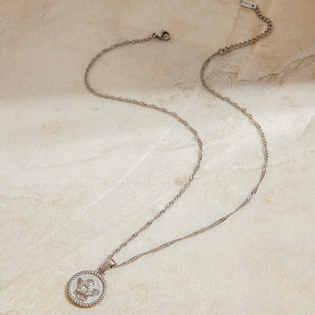 Stainless steel angel pendant necklace