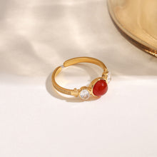 Load image into Gallery viewer, Stainless steel red agate ring