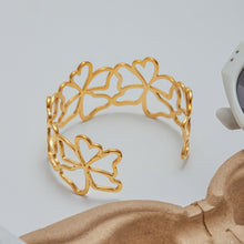 Load image into Gallery viewer, 18K gold stainless steel hollowed-out flower opening bracelet