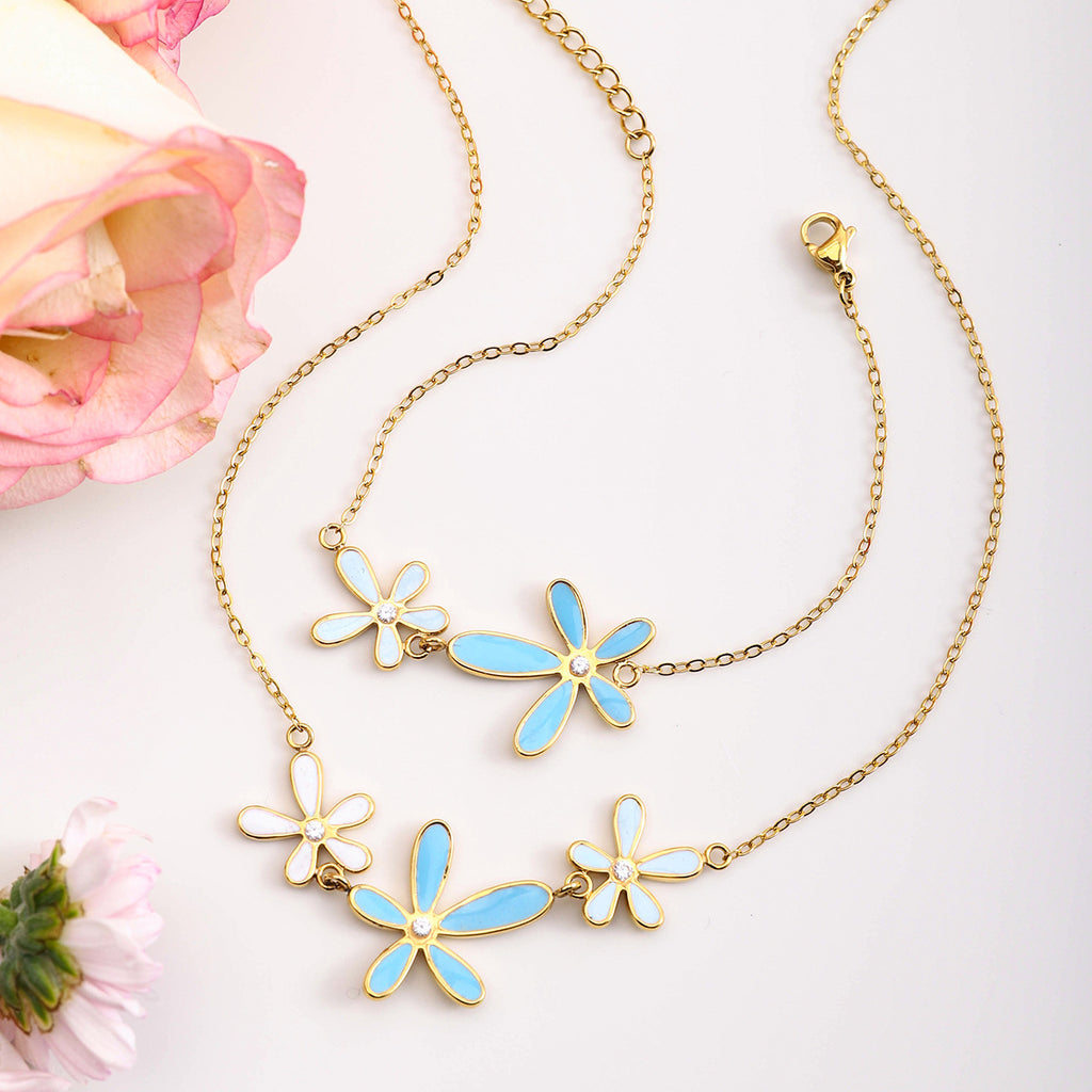 Stainless steel oil-dripping flower bracelet necklace