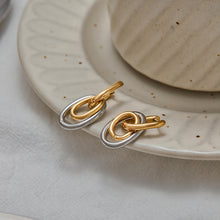 Load image into Gallery viewer, Stainless steel gold and silver color-matched circular earrings