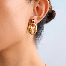 Load image into Gallery viewer, Stainless steel red cat&#39;s eye shell earrings