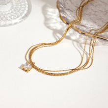 Load image into Gallery viewer, Stainless steel square zircon pendant four-layer chain necklace