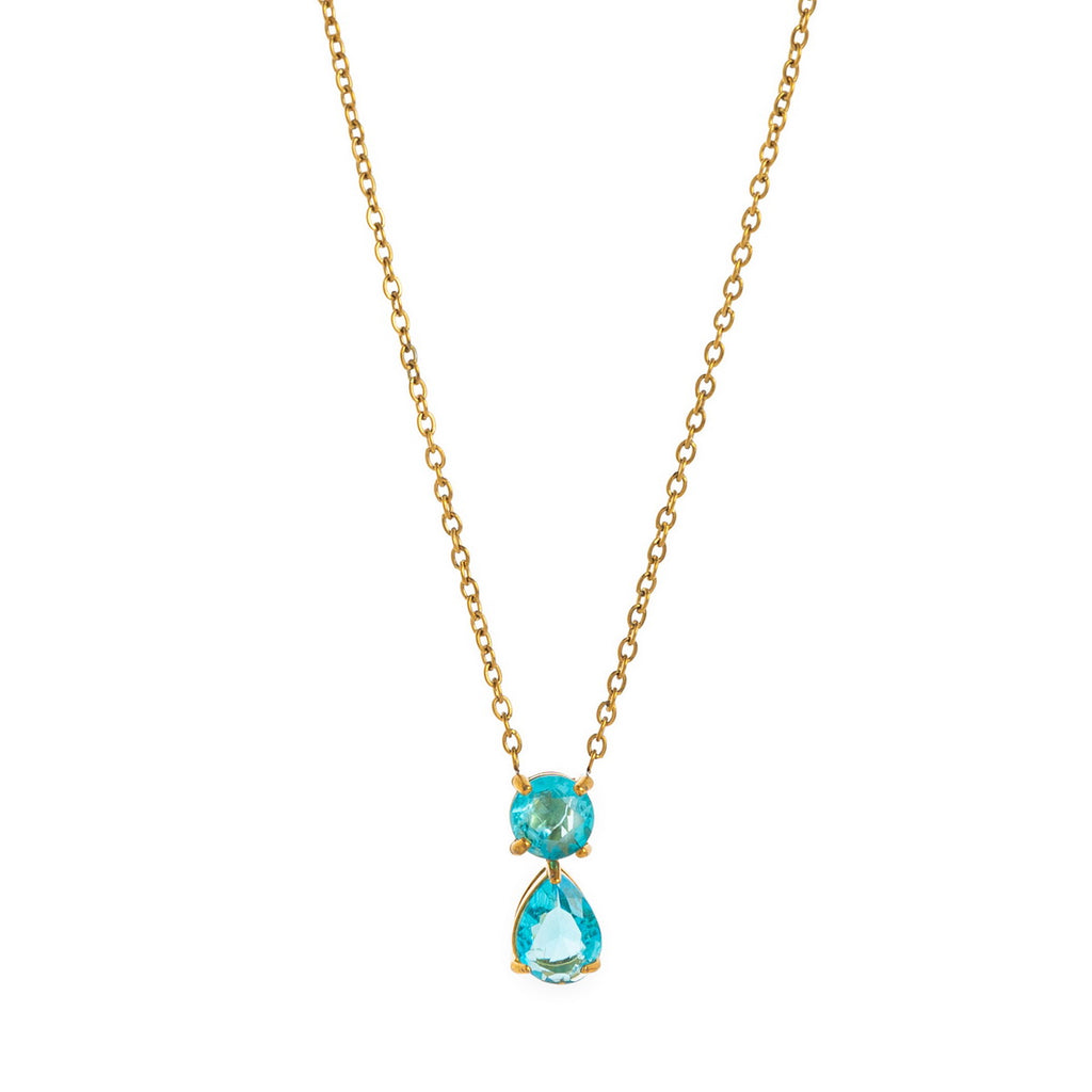 Stainless steel 18K gold 12 birth stone zircon necklace