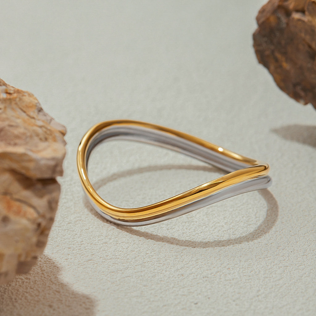 18K gold, stainless steel, gold and silver color-matched bracelet