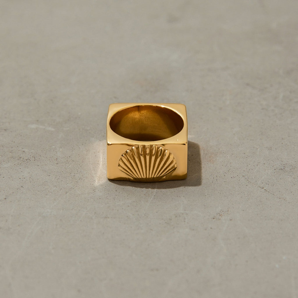 18K gold vintage stainless steel ring