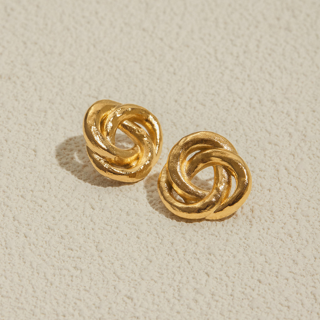Stainless steel sand gold earrings