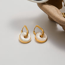 Load image into Gallery viewer, Stainless steel imitation white shell circle earrings