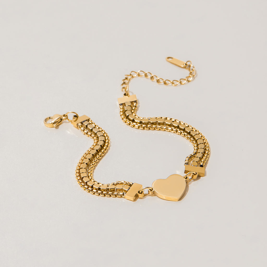 Stainless steel zircon heart-shaped bracelet