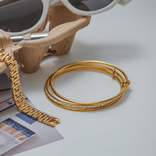 Load image into Gallery viewer, Stainless steel zircon bracelet plain ring 3-piece set