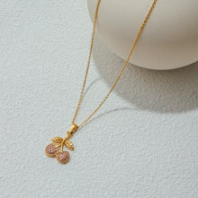 Load image into Gallery viewer, Stainless steel cherry pink zircon necklace
