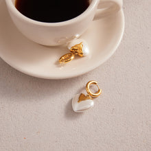 Load image into Gallery viewer, Heart-shaped resin pearl pendant stainless steel earrings